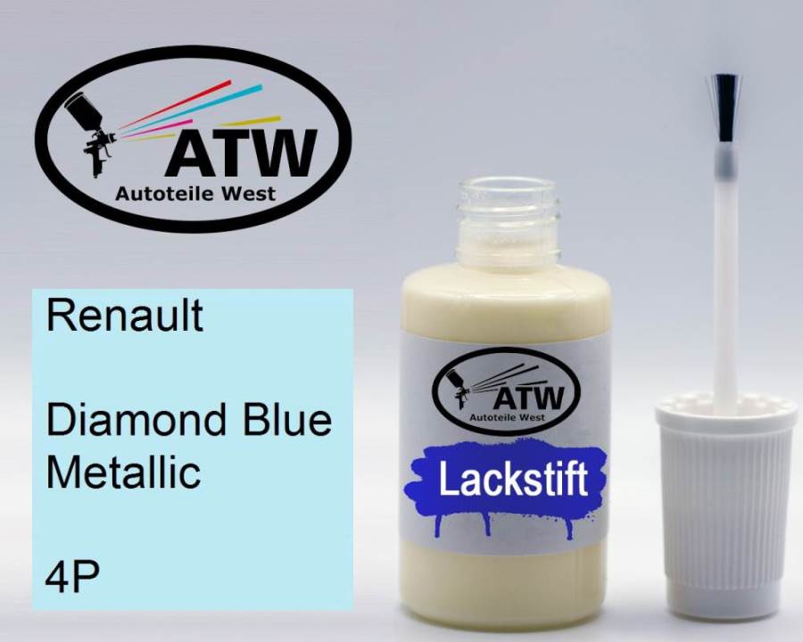 Renault, Diamond Blue Metallic, 4P: 20ml Lackstift, von ATW Autoteile West.